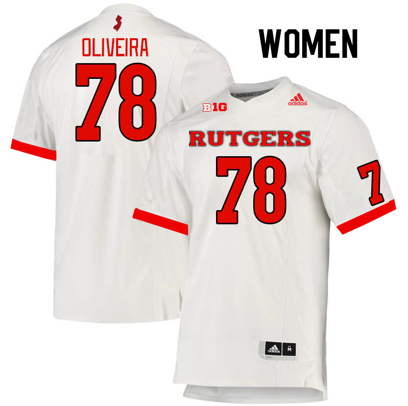 Women #78 Nick Oliveira Rutgers Scarlet Knights College Football Jerseys Stitched Sale-White - Click Image to Close